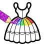 icon Dresses coloring book glitter(Gaun AI Buku Mewarnai Glitter)