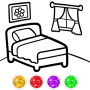 icon Bedroom Coloring(Pewarnaan Kamar Tidur Untuk Anak-Anak)