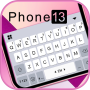icon Phone 13 Pink(Ponsel 13 Latar Belakang Keyboard Merah Muda
)