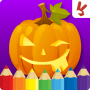 icon Kids coloring book halloween (Anak-anak mewarnai buku halloween)