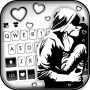 icon Young Couple Kiss(Pasangan Muda Ciuman Latar Belakang Keyboard
)