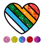 icon Glitter Heart Love Coloring