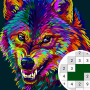 icon Wolf Pixel Art(Serigala Pixel Coloring Number Seni
)